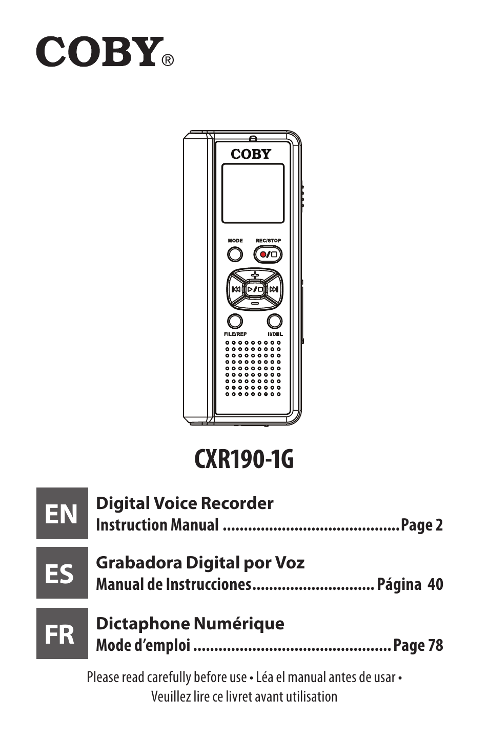 COBY electronic CXR190-1G User Manual | 116 pages