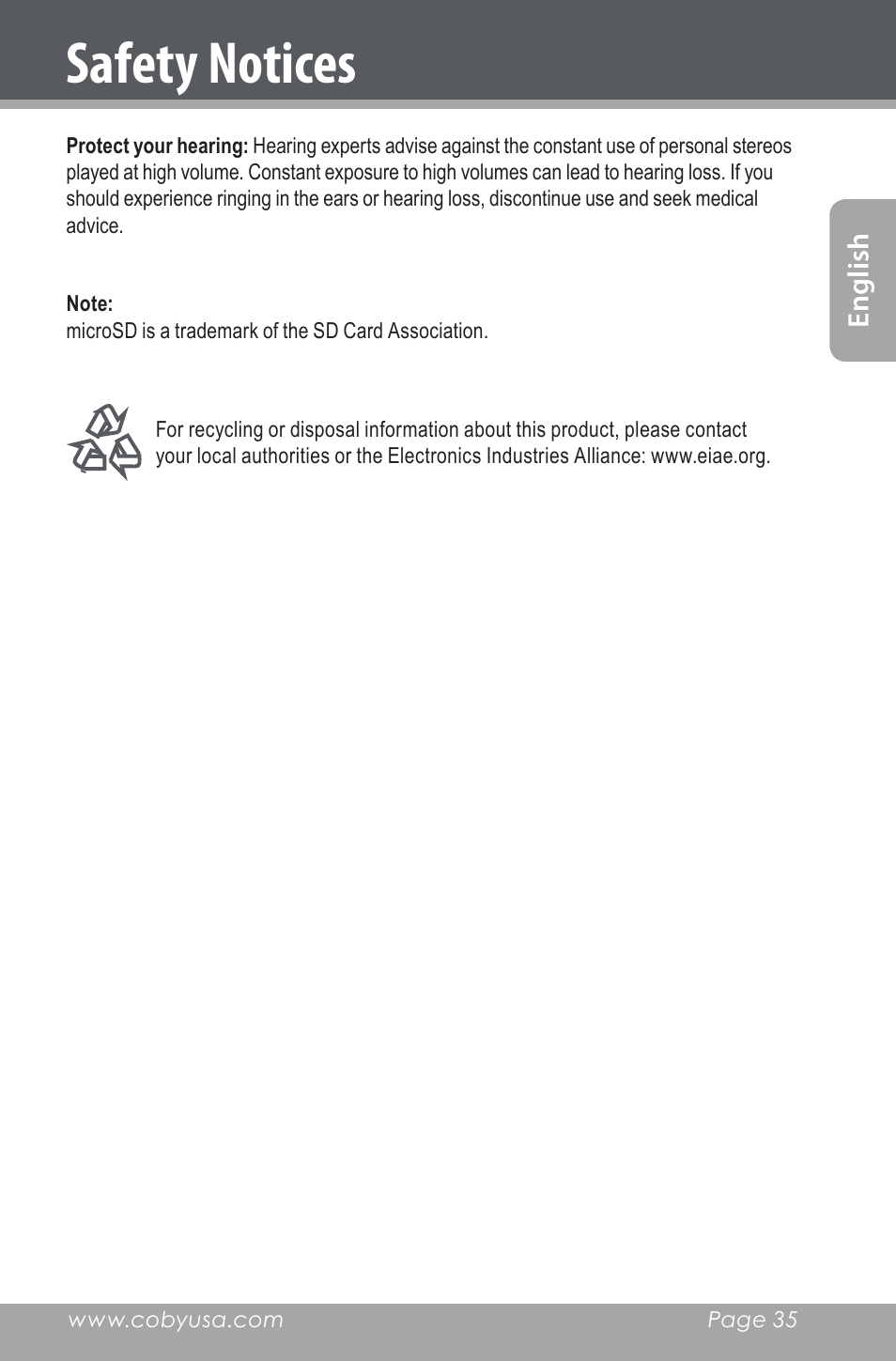 Safety notices | COBY electronic CXR190-1G User Manual | Page 35 / 116