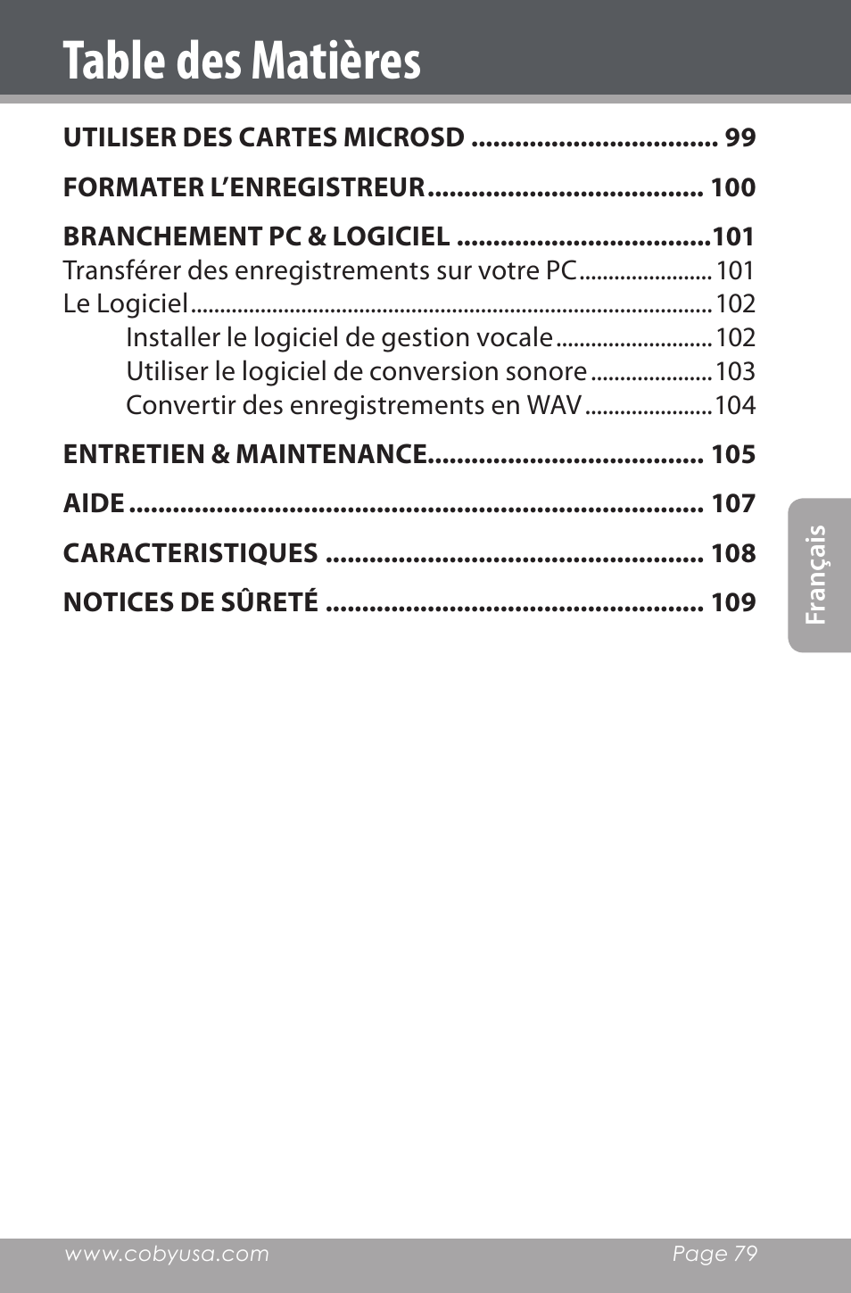 COBY electronic CXR190-1G User Manual | Page 79 / 116