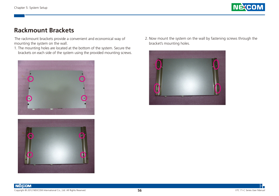 Rackmount brackets | NEXCOM VTC 7100-C8SK User Manual | Page 70 / 110