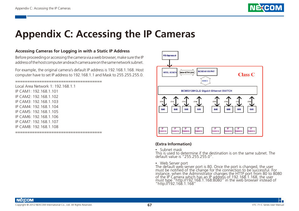 Appendix c: accessing the ip cameras | NEXCOM VTC 7100-C8SK User Manual | Page 81 / 110