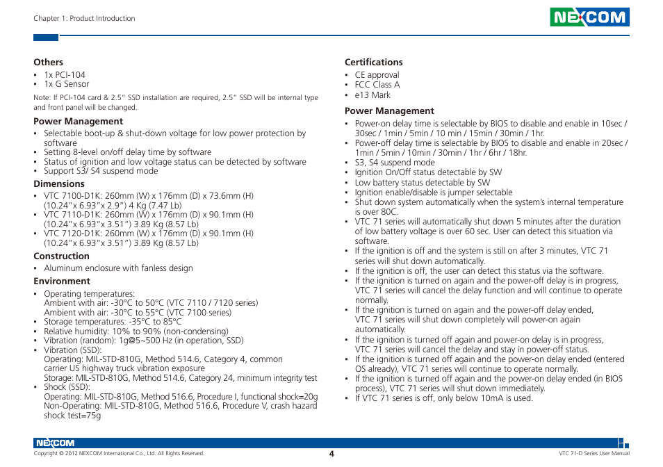 NEXCOM VTC 7100-D1K User Manual | Page 18 / 117