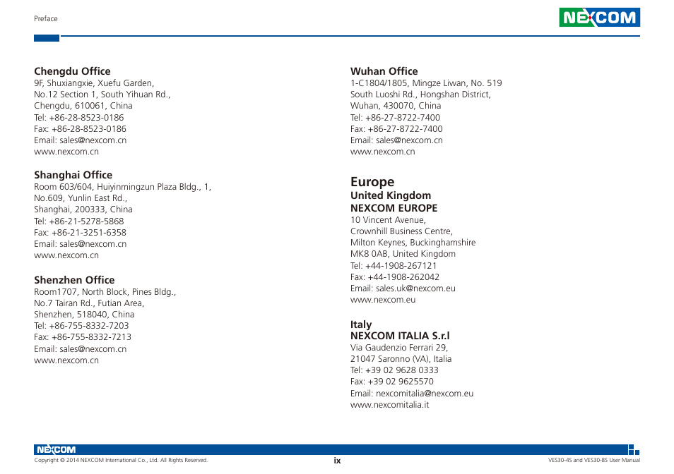 Europe | NEXCOM VES30-4S User Manual | Page 9 / 23