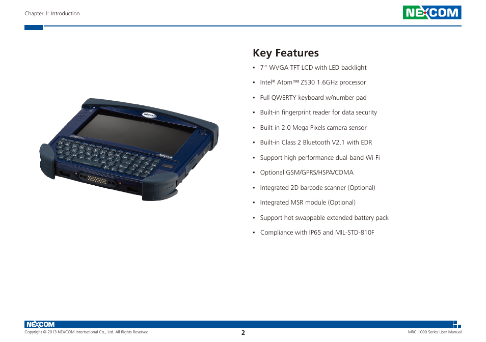 Key features | NEXCOM MRC 1000 User Manual | Page 15 / 47