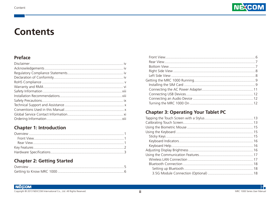NEXCOM MRC 1000 User Manual | Page 2 / 47