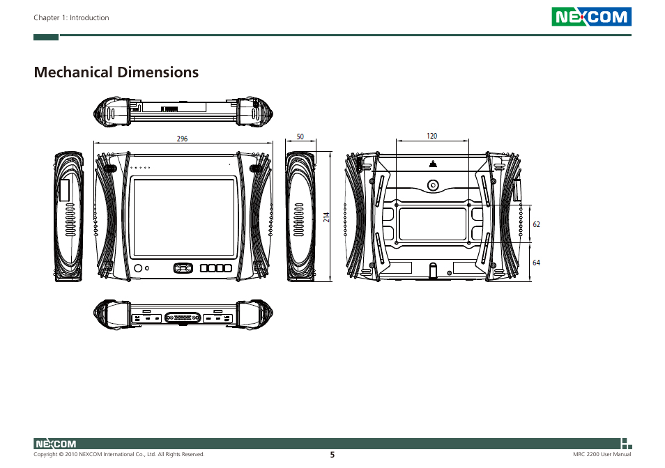 Mechanical dimensions | NEXCOM MRC 2200 User Manual | Page 18 / 68