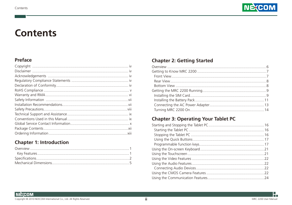 NEXCOM MRC 2200 User Manual | Page 2 / 68