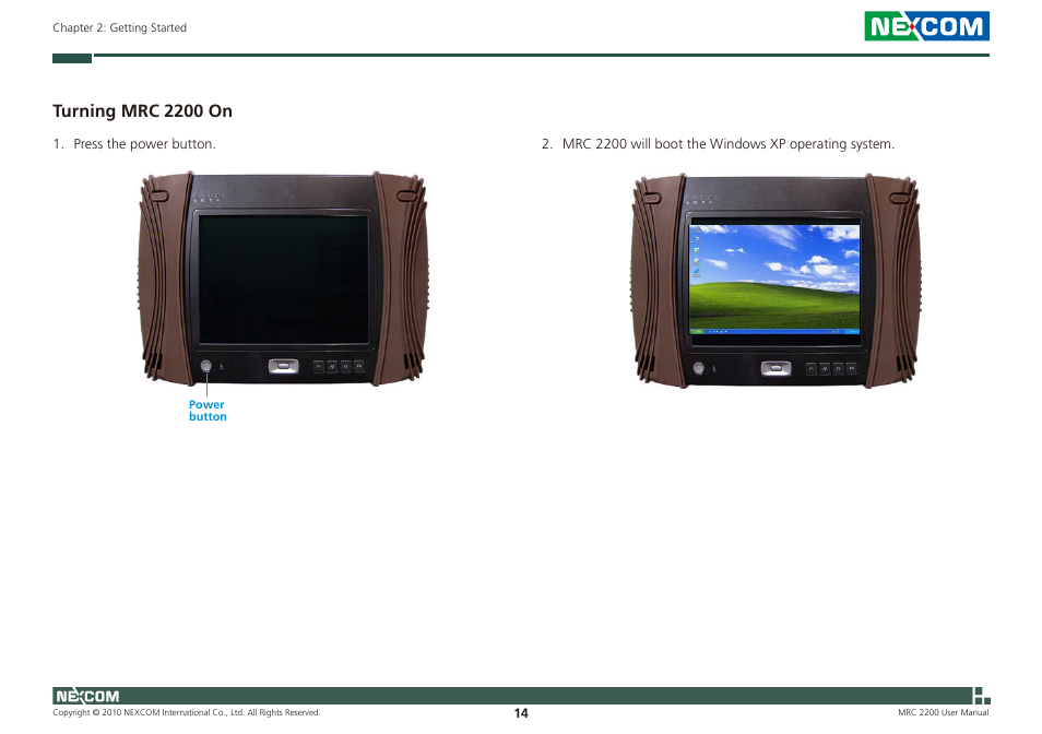 Turning mrc 2200 on | NEXCOM MRC 2200 User Manual | Page 27 / 68