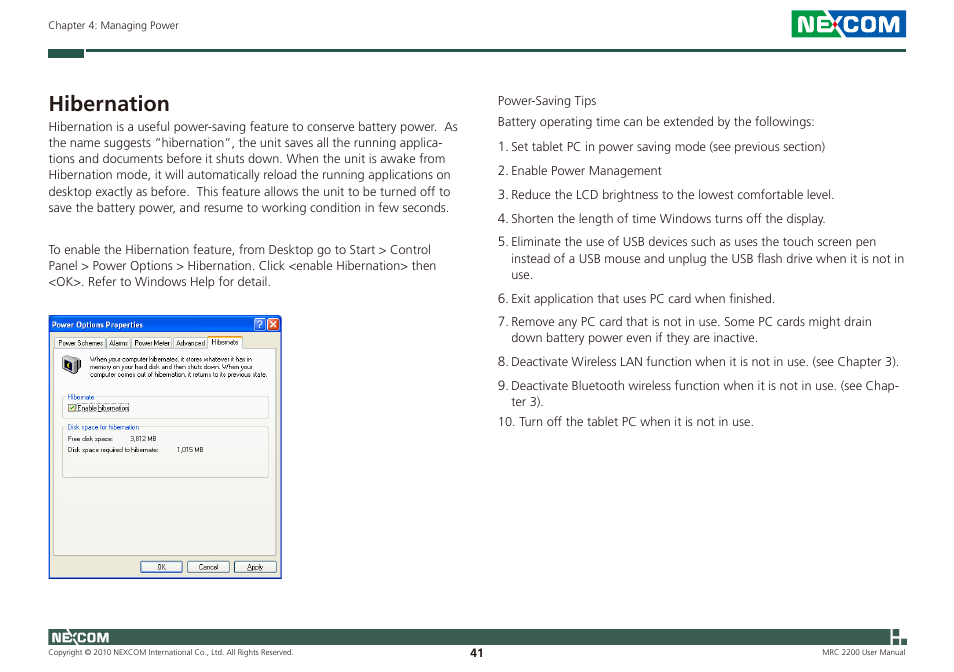 Hibernation | NEXCOM MRC 2200 User Manual | Page 54 / 68