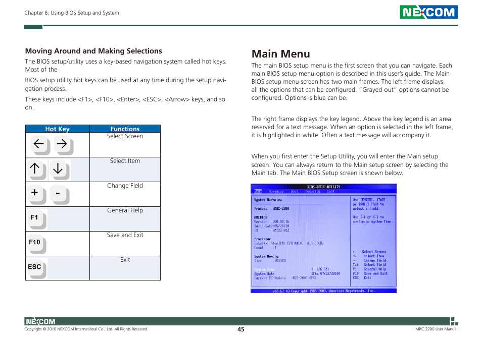 Main menu | NEXCOM MRC 2200 User Manual | Page 58 / 68