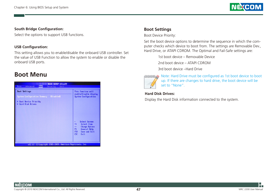 Boot menu | NEXCOM MRC 2200 User Manual | Page 60 / 68