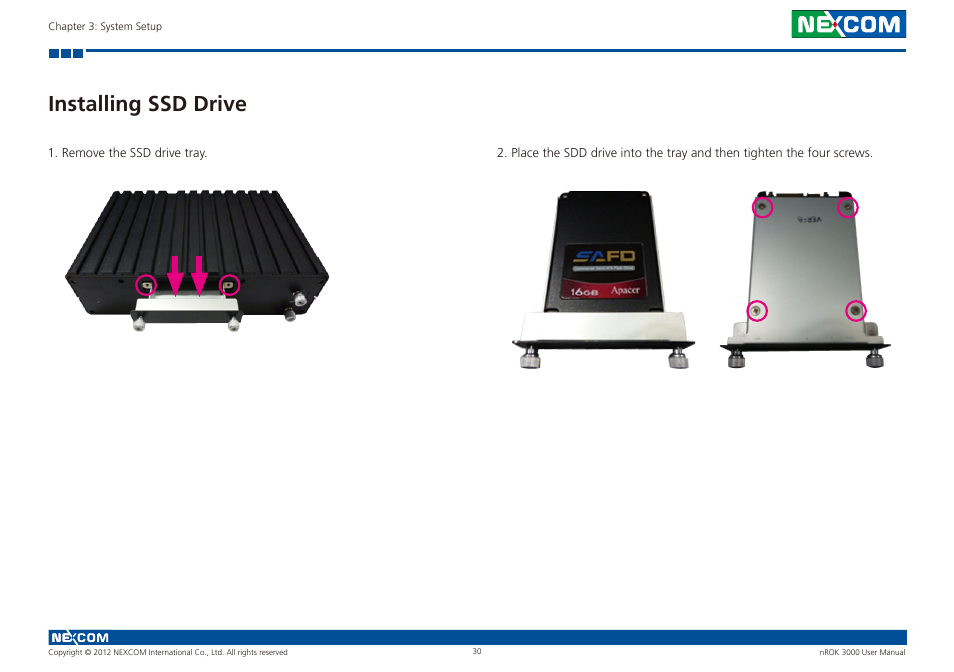 Installing ssd drive | NEXCOM nROK 3000 User Manual | Page 43 / 50