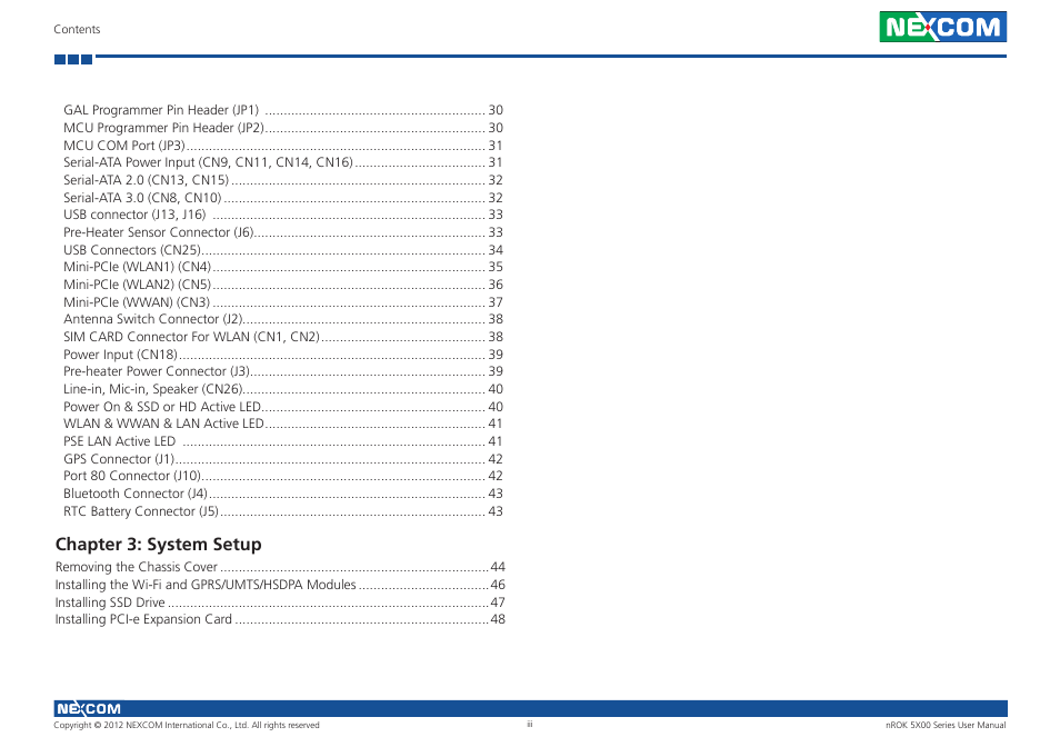 Chapter 3: system setup | NEXCOM nROK 5300 User Manual | Page 3 / 62