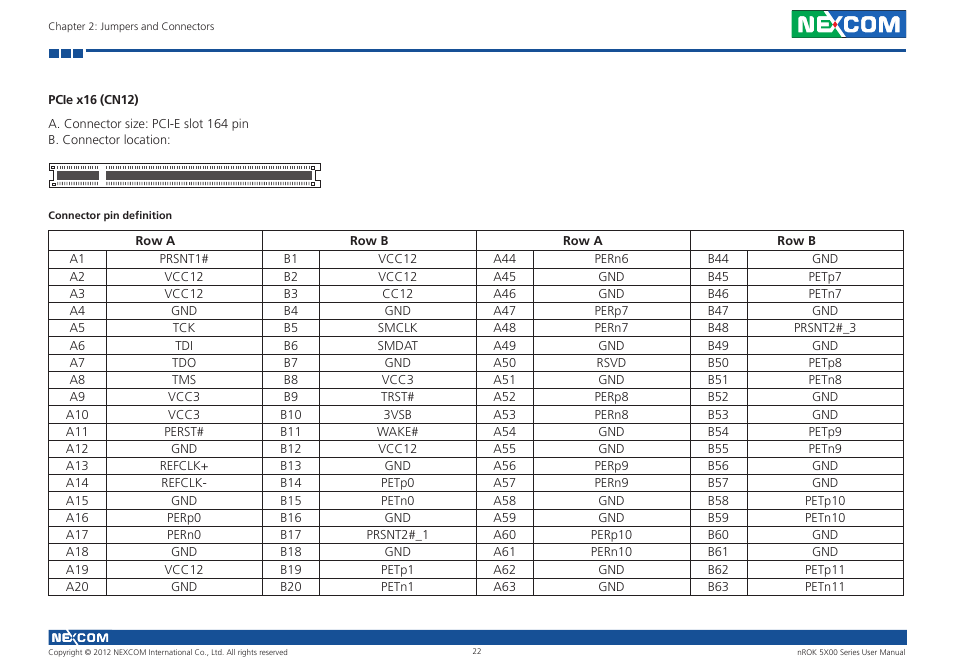 Pcie x16 (cn12) | NEXCOM nROK 5300 User Manual | Page 35 / 62