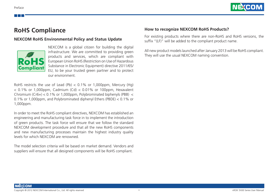 Rohs compliance | NEXCOM nROK 5300 User Manual | Page 5 / 62