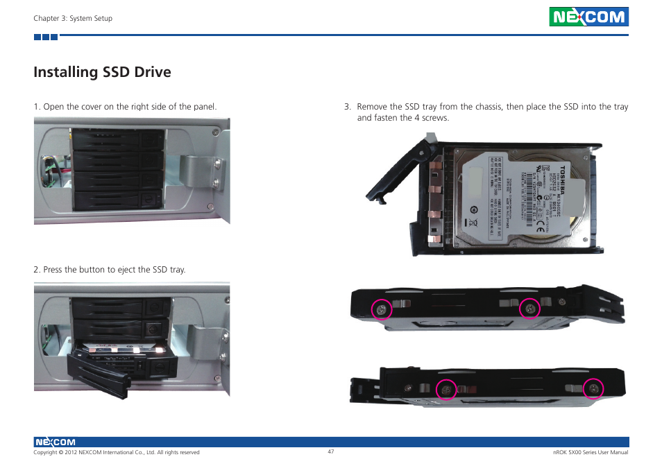 Installing ssd drive | NEXCOM nROK 5300 User Manual | Page 60 / 62