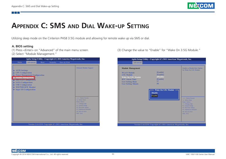 Appendix c: sms and dial wake-up setting, C: sms, Ppendix | Etting | NEXCOM VMC 100 User Manual | Page 107 / 113