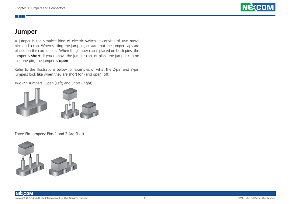 Jumper | NEXCOM VMC 100 User Manual | Page 35 / 113