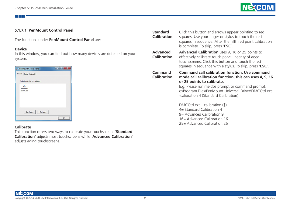 1 penmount control panel | NEXCOM VMC 100 User Manual | Page 58 / 113