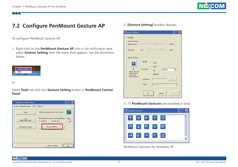 2 configure penmount gesture ap | NEXCOM VMC 100 User Manual | Page 72 / 113