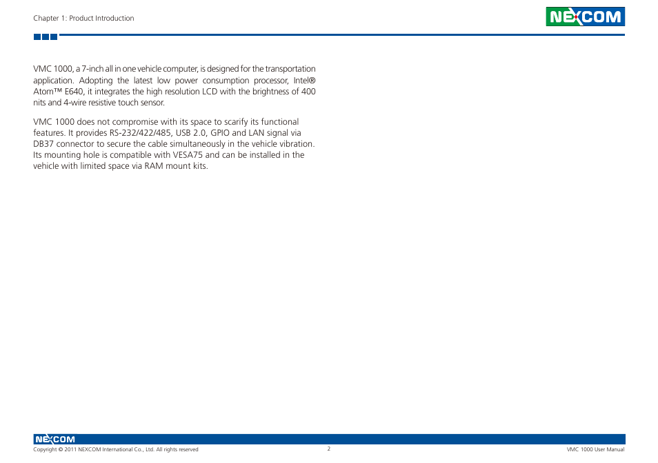 NEXCOM VMC 1000 User Manual | Page 15 / 65