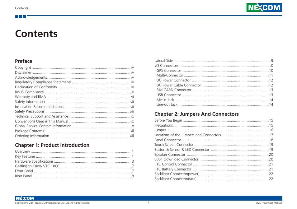 NEXCOM VMC 1000 User Manual | Page 2 / 65