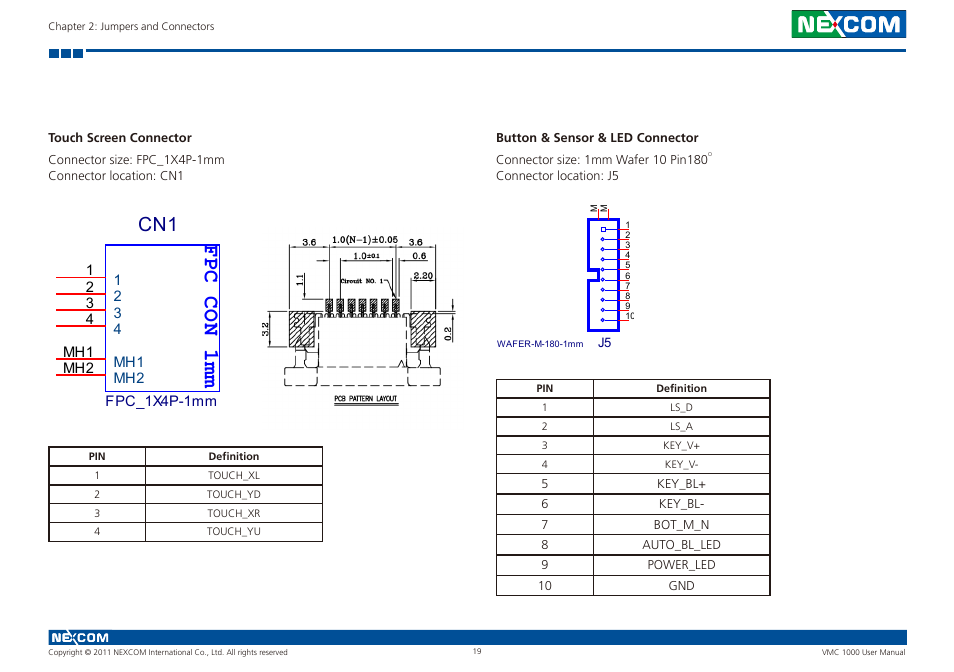 Fpc con 1mm | NEXCOM VMC 1000 User Manual | Page 32 / 65