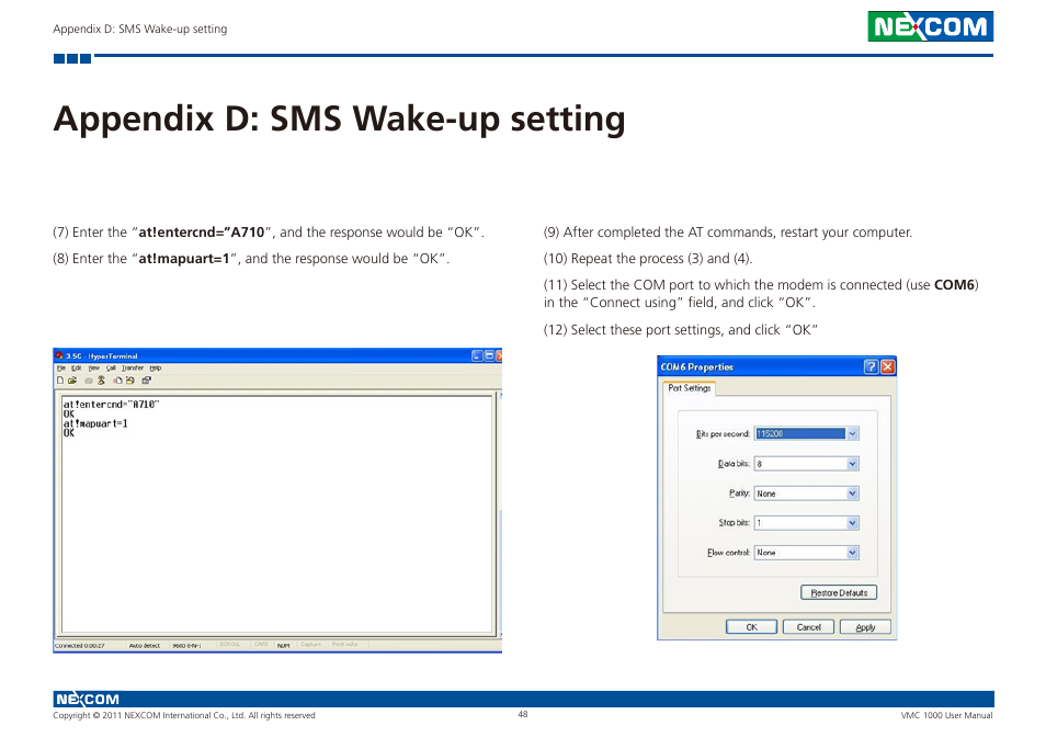 Appendix d: sms wake-up setting | NEXCOM VMC 1000 User Manual | Page 61 / 65