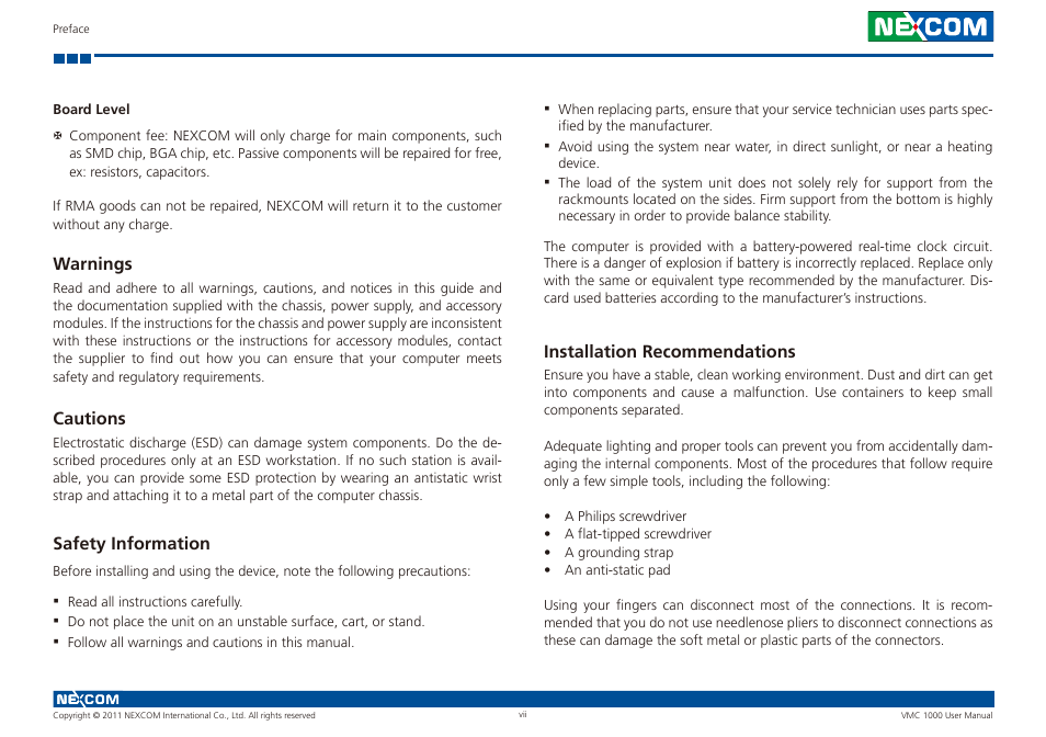 NEXCOM VMC 1000 User Manual | Page 7 / 65