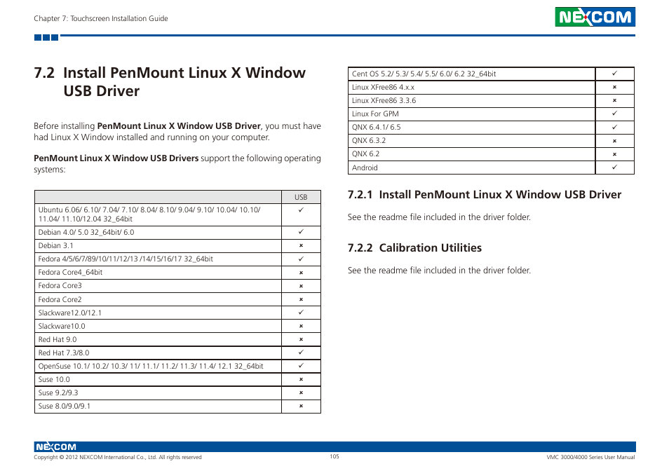 2 install penmount linux x window usb driver | NEXCOM VMC 3000/ 3001 User Manual | Page 121 / 190