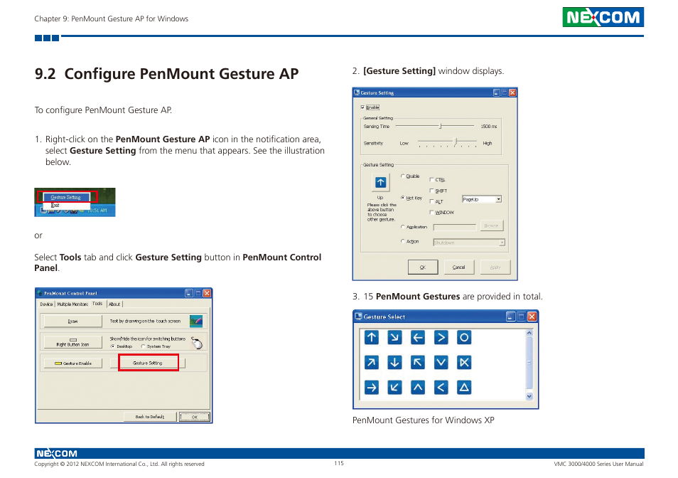 2 configure penmount gesture ap | NEXCOM VMC 3000/ 3001 User Manual | Page 131 / 190