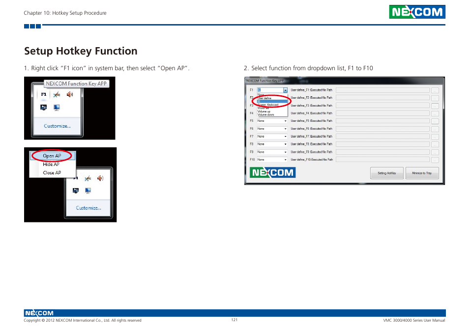 Setup hotkey function | NEXCOM VMC 3000/ 3001 User Manual | Page 137 / 190