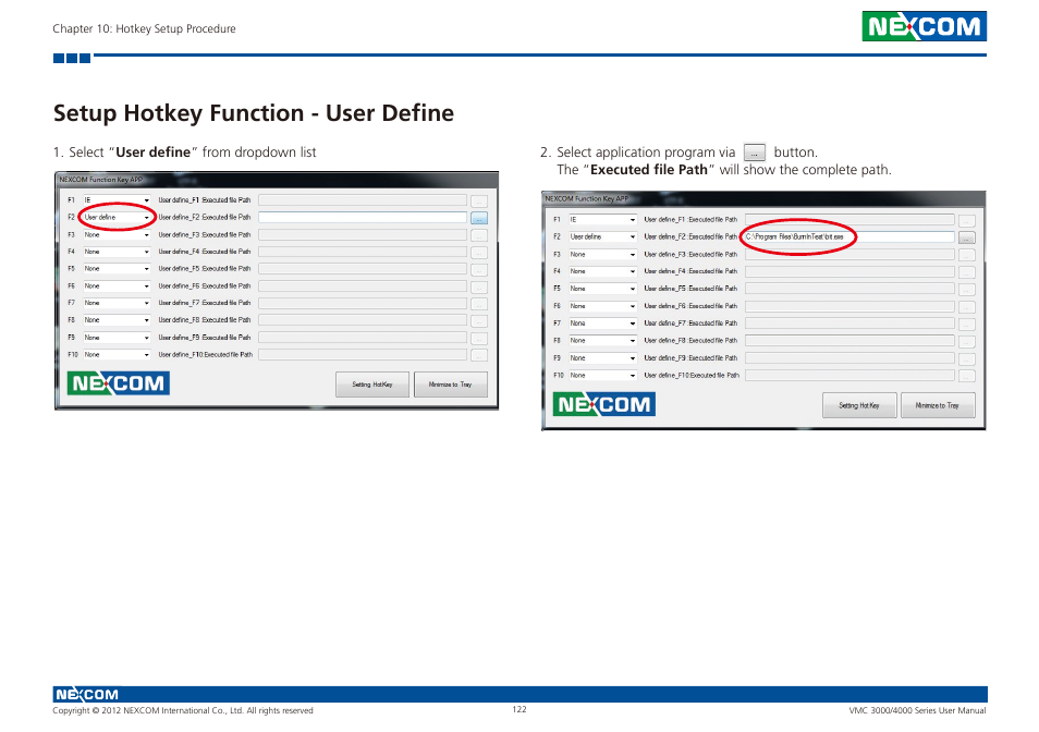 Setup hotkey function - user define | NEXCOM VMC 3000/ 3001 User Manual | Page 138 / 190