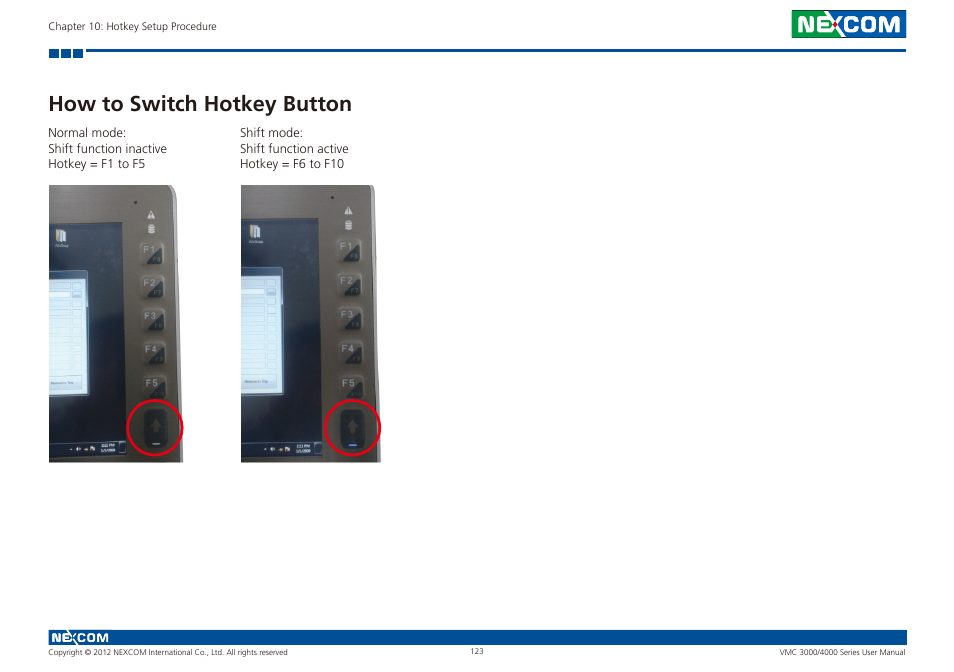 How to switch hotkey button | NEXCOM VMC 3000/ 3001 User Manual | Page 139 / 190