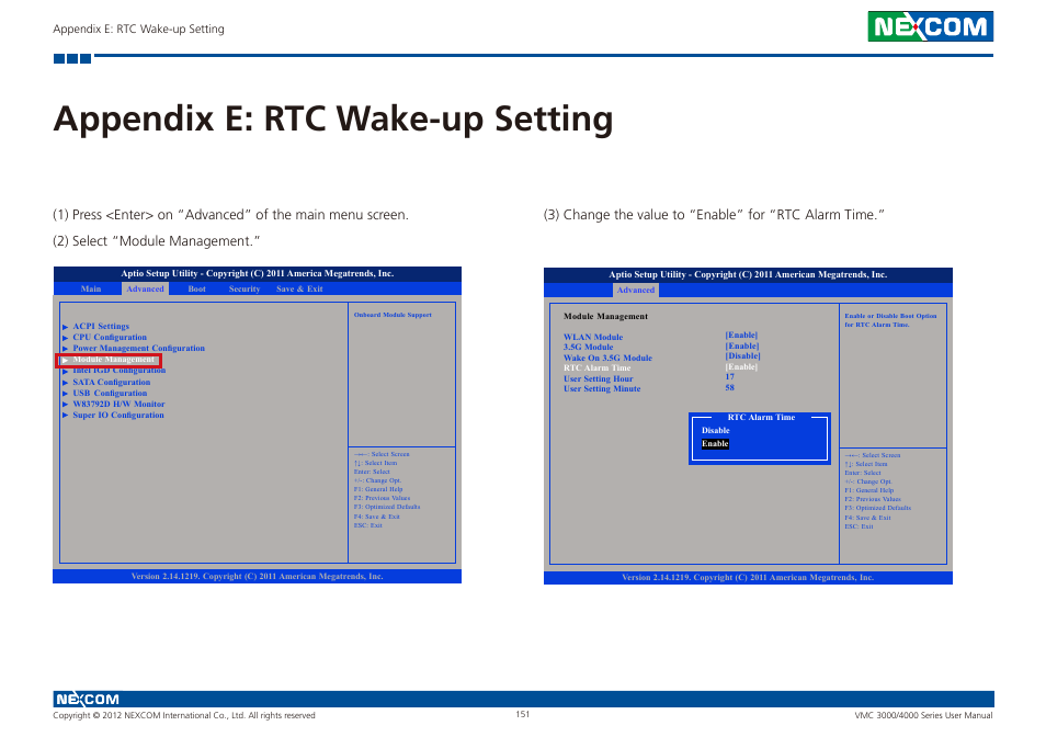 Appendix e: rtc wake-up setting | NEXCOM VMC 3000/ 3001 User Manual | Page 167 / 190