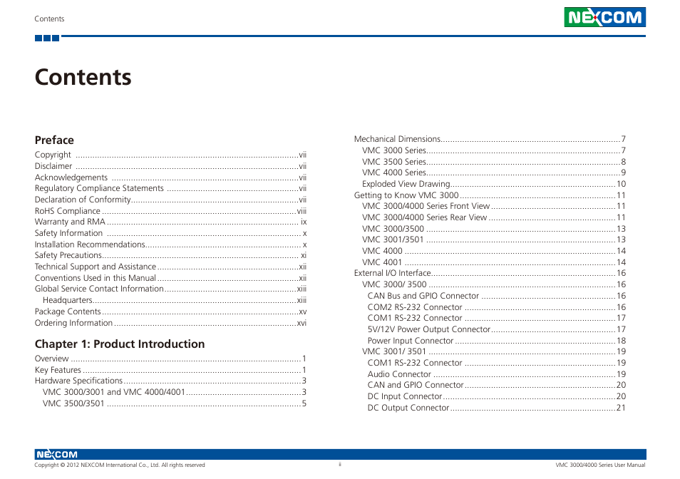 NEXCOM VMC 3000/ 3001 User Manual | Page 2 / 190