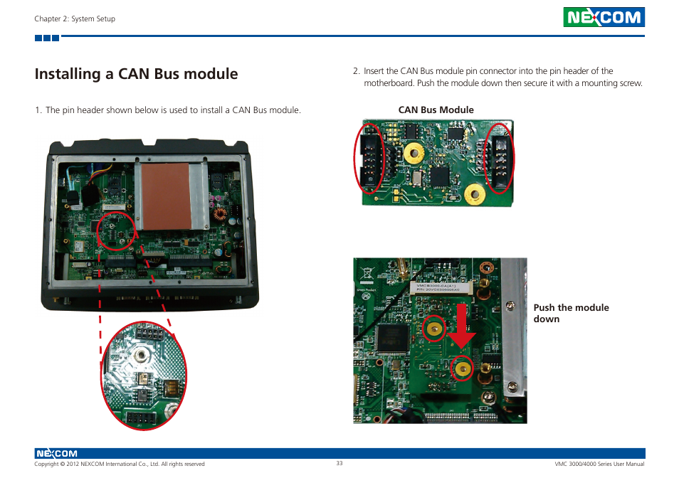 Installing a can bus module | NEXCOM VMC 3000/ 3001 User Manual | Page 49 / 190