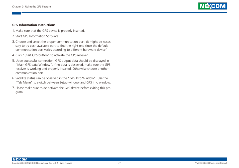 Gps information instructions | NEXCOM VMC 3000/ 3001 User Manual | Page 53 / 190