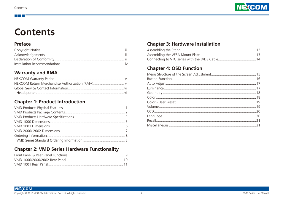 NEXCOM VMD 1000 User Manual | Page 2 / 29