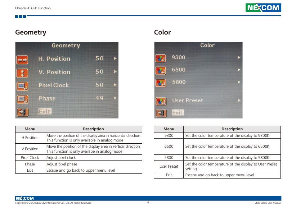 Geometry color | NEXCOM VMD 1000 User Manual | Page 26 / 29