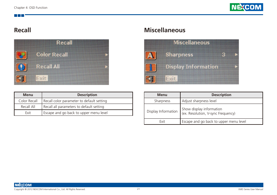Recall miscellaneous | NEXCOM VMD 1000 User Manual | Page 29 / 29