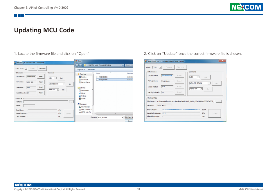 Updating mcu code | NEXCOM VMD 3002 User Manual | Page 26 / 30
