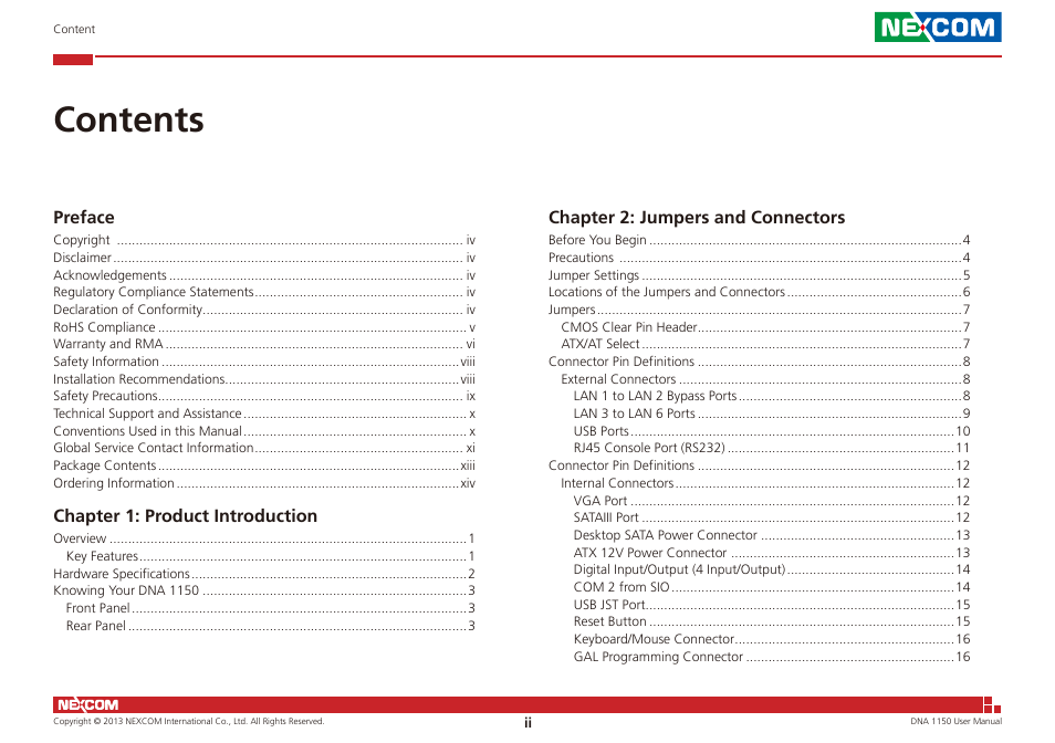 NEXCOM DNA 1150 User Manual | Page 2 / 66