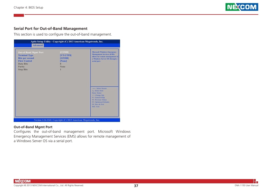 Serial port for out-of-band management | NEXCOM DNA 1150 User Manual | Page 51 / 66