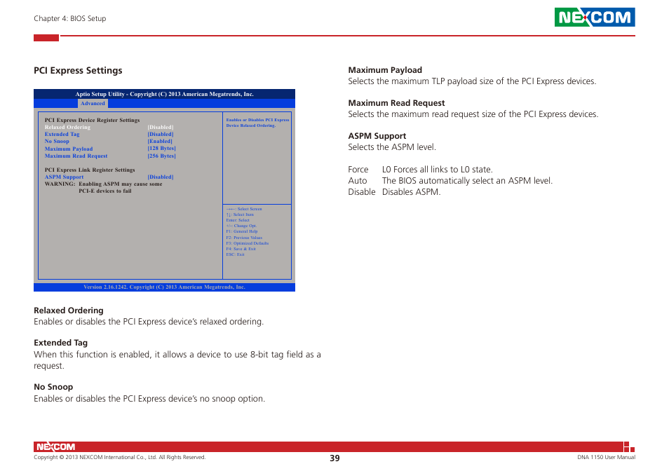 Pci express settings | NEXCOM DNA 1150 User Manual | Page 53 / 66