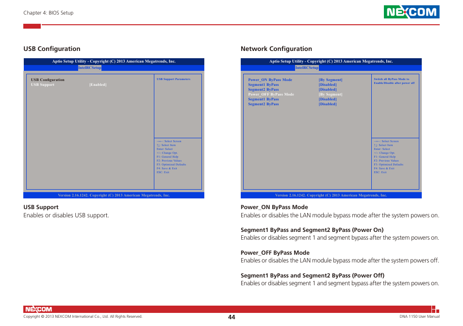 Usb configuration, Network configuration | NEXCOM DNA 1150 User Manual | Page 58 / 66