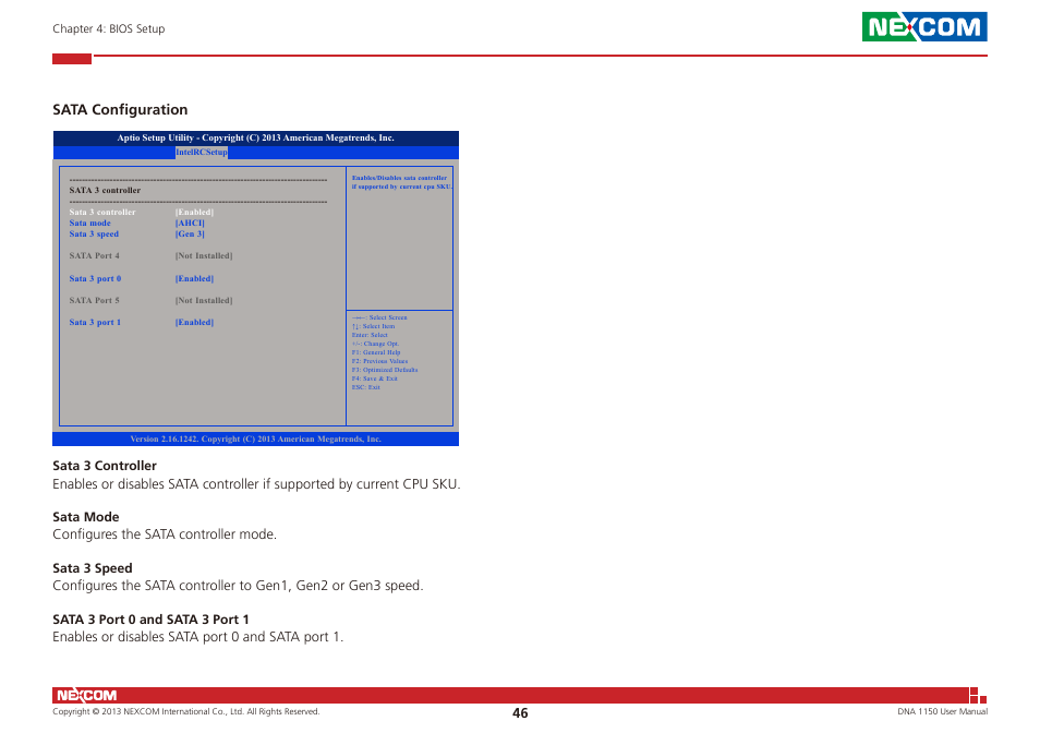 Sata configuration | NEXCOM DNA 1150 User Manual | Page 60 / 66