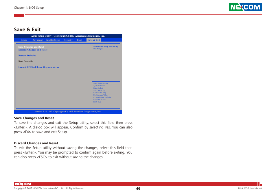 Save & exit | NEXCOM DNA 1150 User Manual | Page 63 / 66
