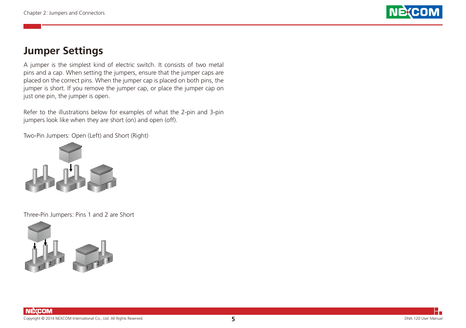Jumper settings | NEXCOM DNA 120 User Manual | Page 19 / 54