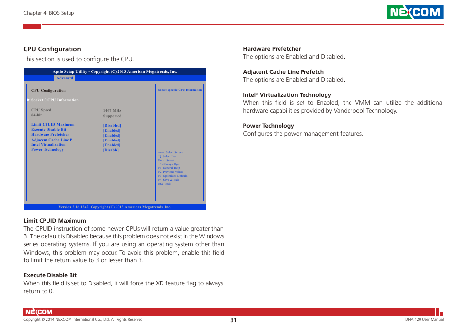 Cpu configuration | NEXCOM DNA 120 User Manual | Page 45 / 54